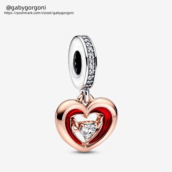 Pandora Two-tone Radiant Heart Dangle Charm|Two-tone - Picture 1 of 2